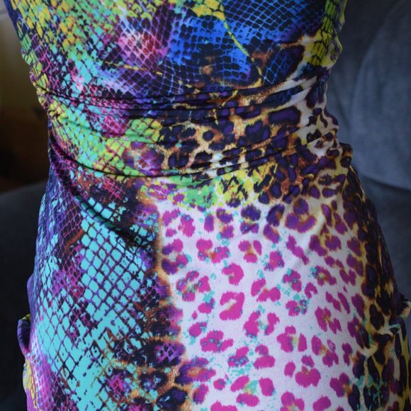 Symphony Ruched Slip Animal Print Snake Leopard Nighty Dress - Picture 6 of 8